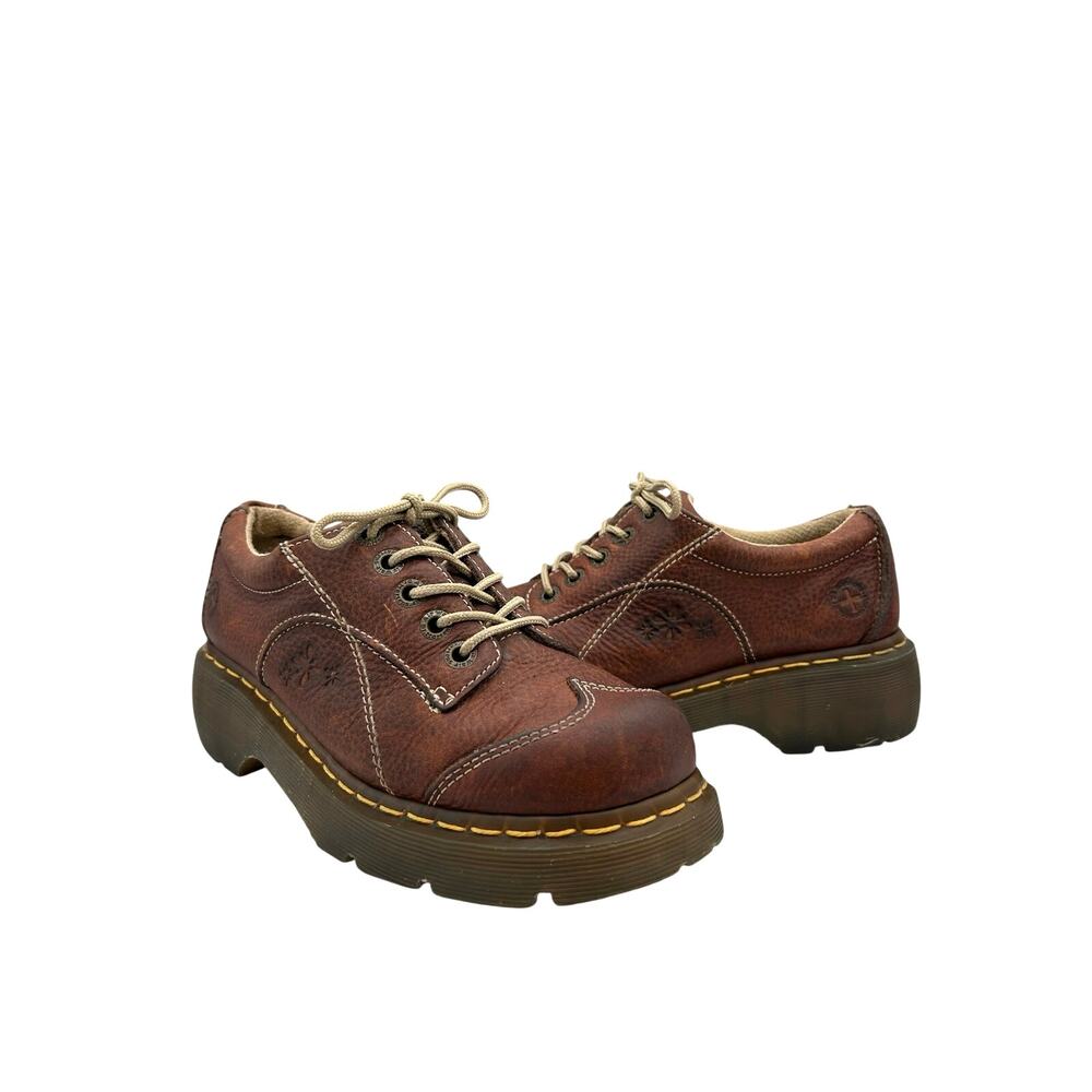 RARE DAISY Dr. Martens  Chunky Platform Brown
Leather 12280 Oxford Boot WMS Sz 8 - Picture 2 of 9
